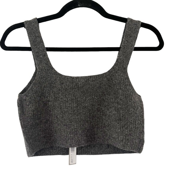 NWT Everlane Heathered Grey Wool Yak Hair Blend Ribbed Cozy Stretch Tank Medium - Picture 5 of 8